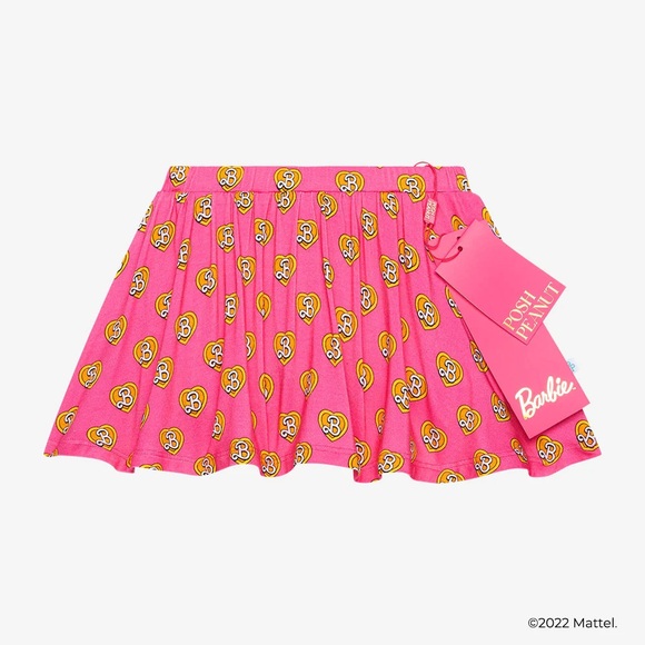 NIB/NWT Posh Peanut Pink Barbie Gold Heart Skort  - 6-12 Months Baby Girl - Picture 2 of 5